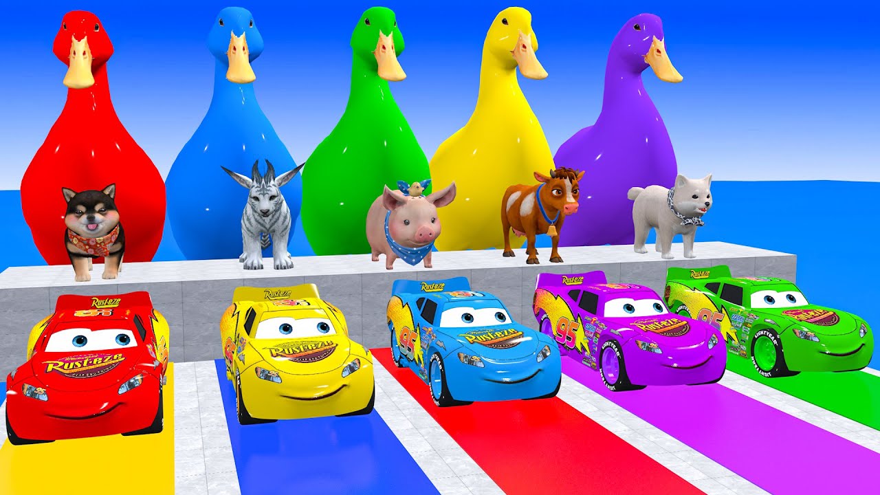 Long Slide Game with Cow Elephant Gorilla Hippopotamus Tiger 3d Animal Game Funny 3d Animals