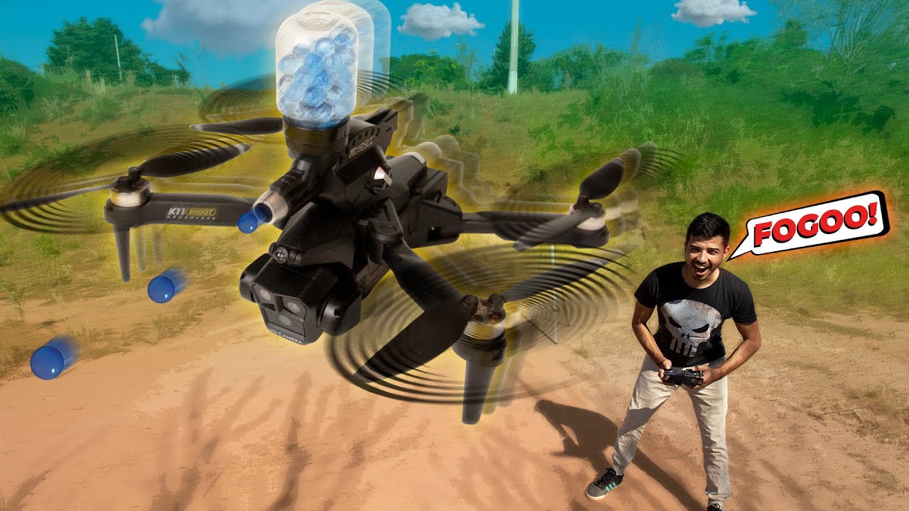 Esse Drone Atira ORBEZZ! Novo Drone que atira bolinhas de gel | DRONE XKJ K11 MAX Brushless