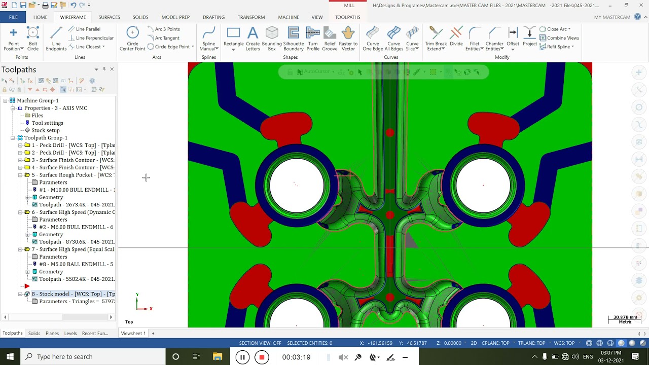 3D fillet rest material removing in Mastercam