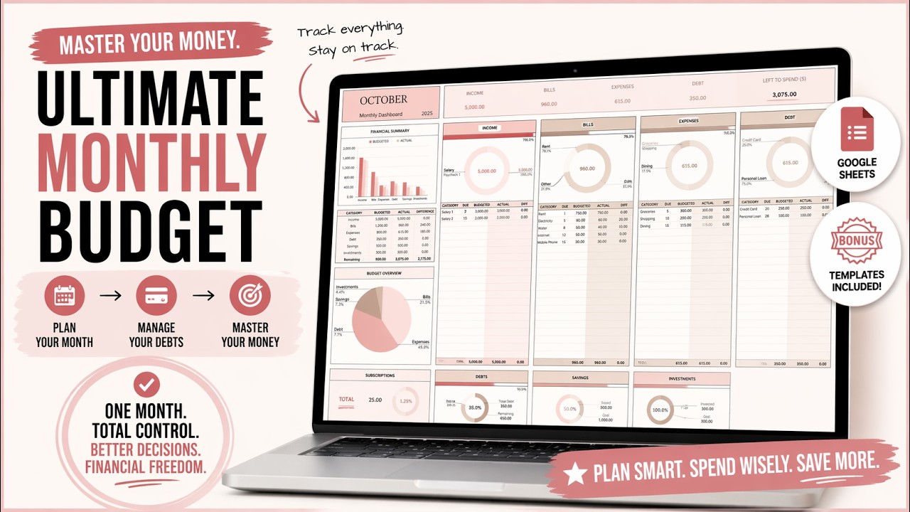 Ultimate Monthly Budget Planner in Google Sheets — Full Tutorial