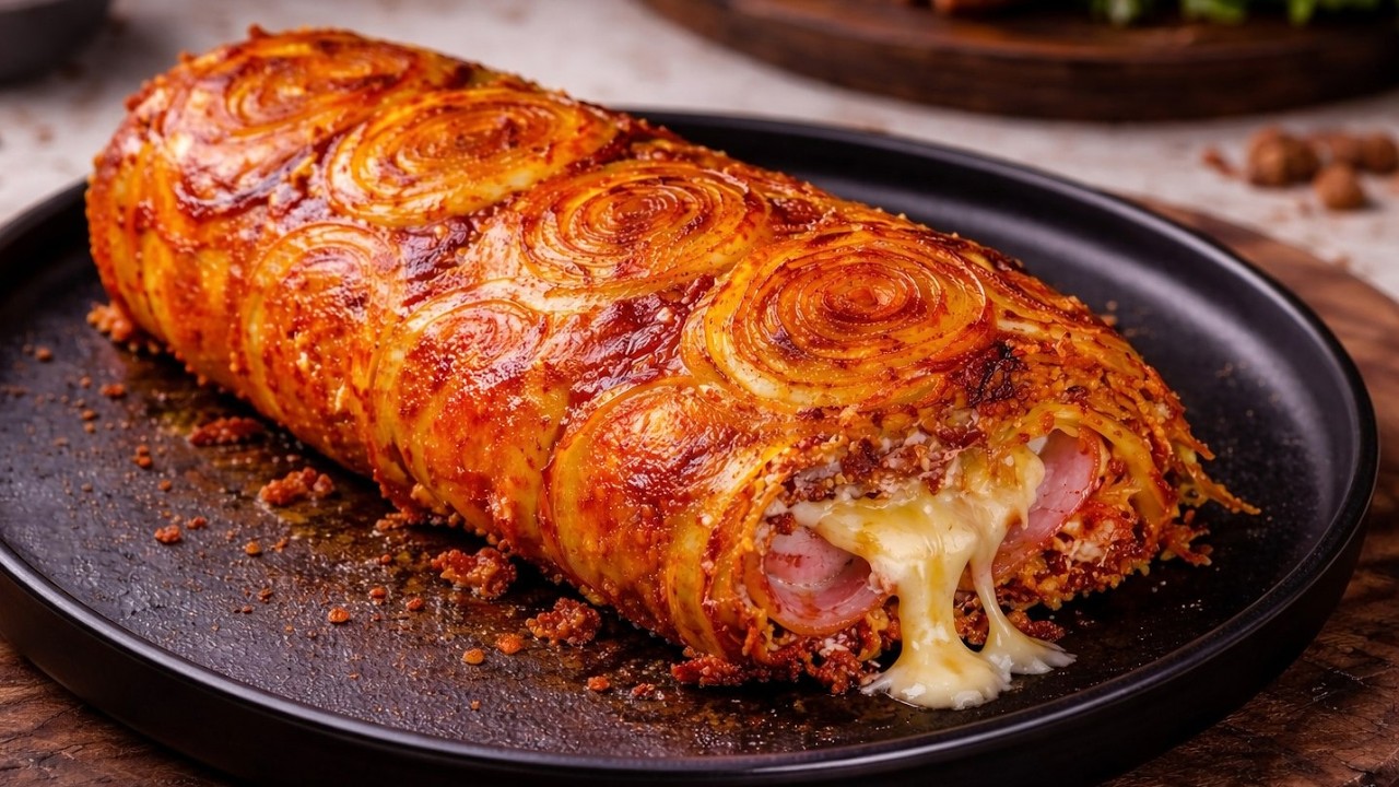 Луковый рулет с фаршем и сыром! Это блюдо мгновенно порадует всех!