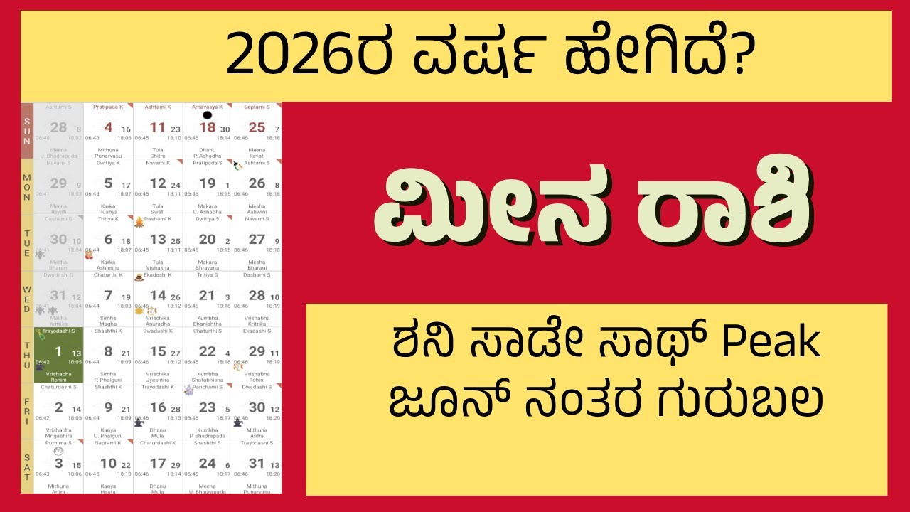 2026ರ ವರ್ಷ ಹೇಗಿದೆ?|ಮೀನ ರಾಶಿ| ಸಾಡೇ ಸಾಥ್ ಮಧ್ಯಭಾಗ, ಜೂನ್ ನಂತರ ಗುರುಬಲ | Yearly prediction