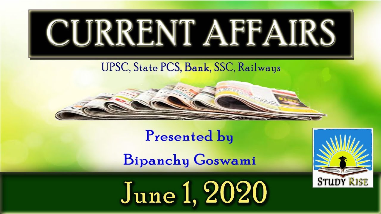 1 June, 2020 Current Affairs | Current Affairs in Hindi | June Current Affairs |