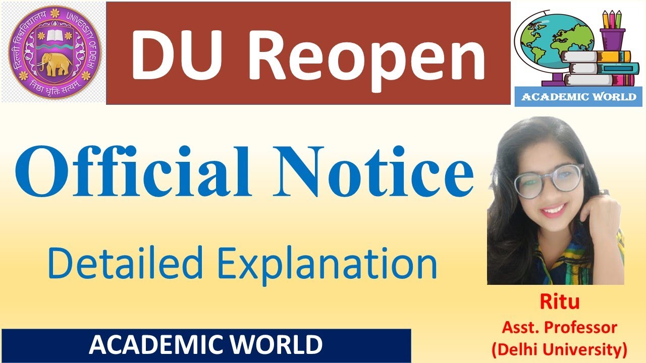 Du reopen date || Official Notice || Ritu Ranolia। Assistant professor, DU। Academic world