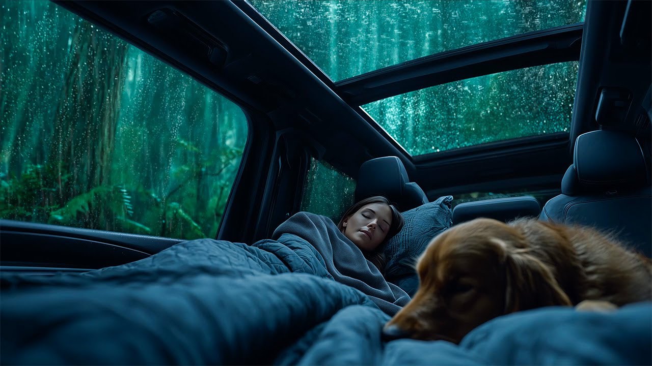 Heavy Rain on Car Roof for Deep Emotional Release and Inner Calm at Night