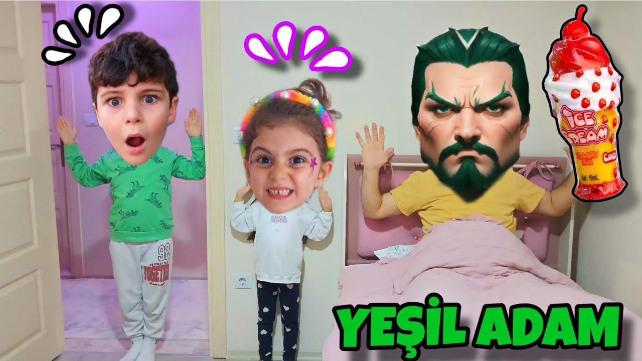 UTKU, ASEL ! YEŞİL ADAM EVİN HER YERİNDE ! DONDURMA ŞEKERİ ALDI KAÇTI ! @elifsinemtv @TroomTroom