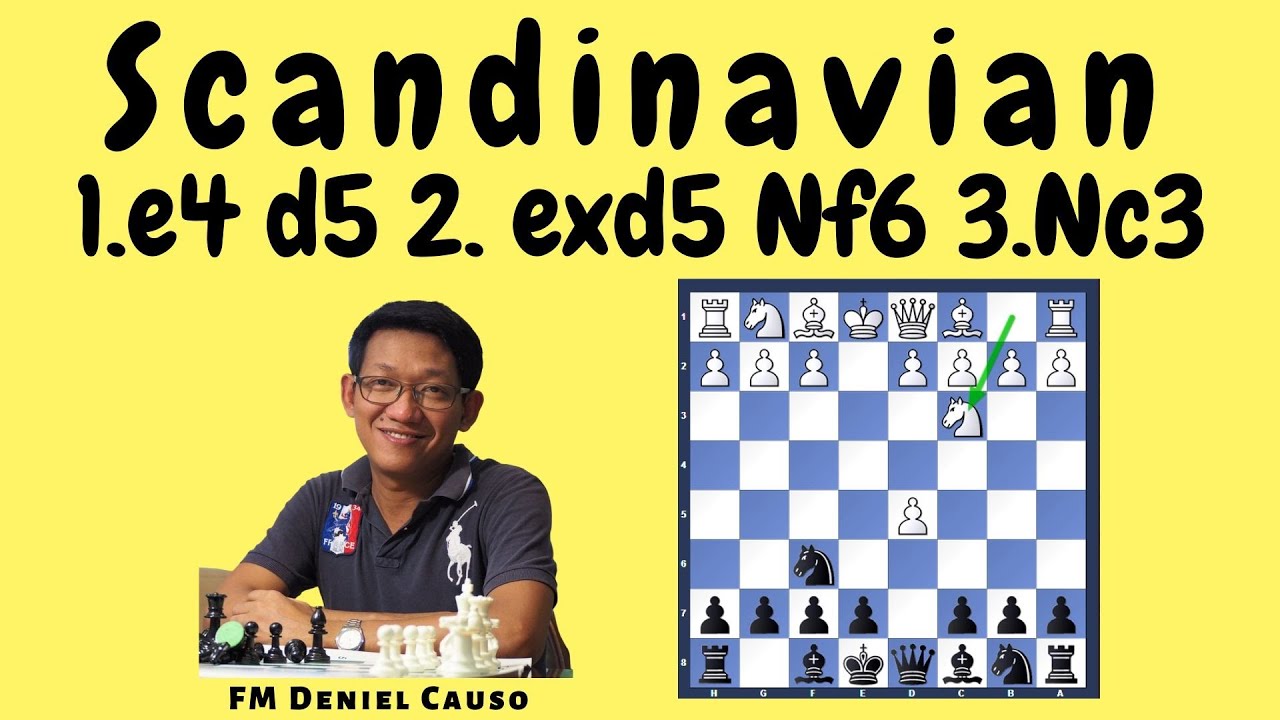 CENTER COUNTER/ SCANDINAVIAN #4 as Black. 1.e4 d5 2.exd5 Nf6 3.Nc3 Nxd5!