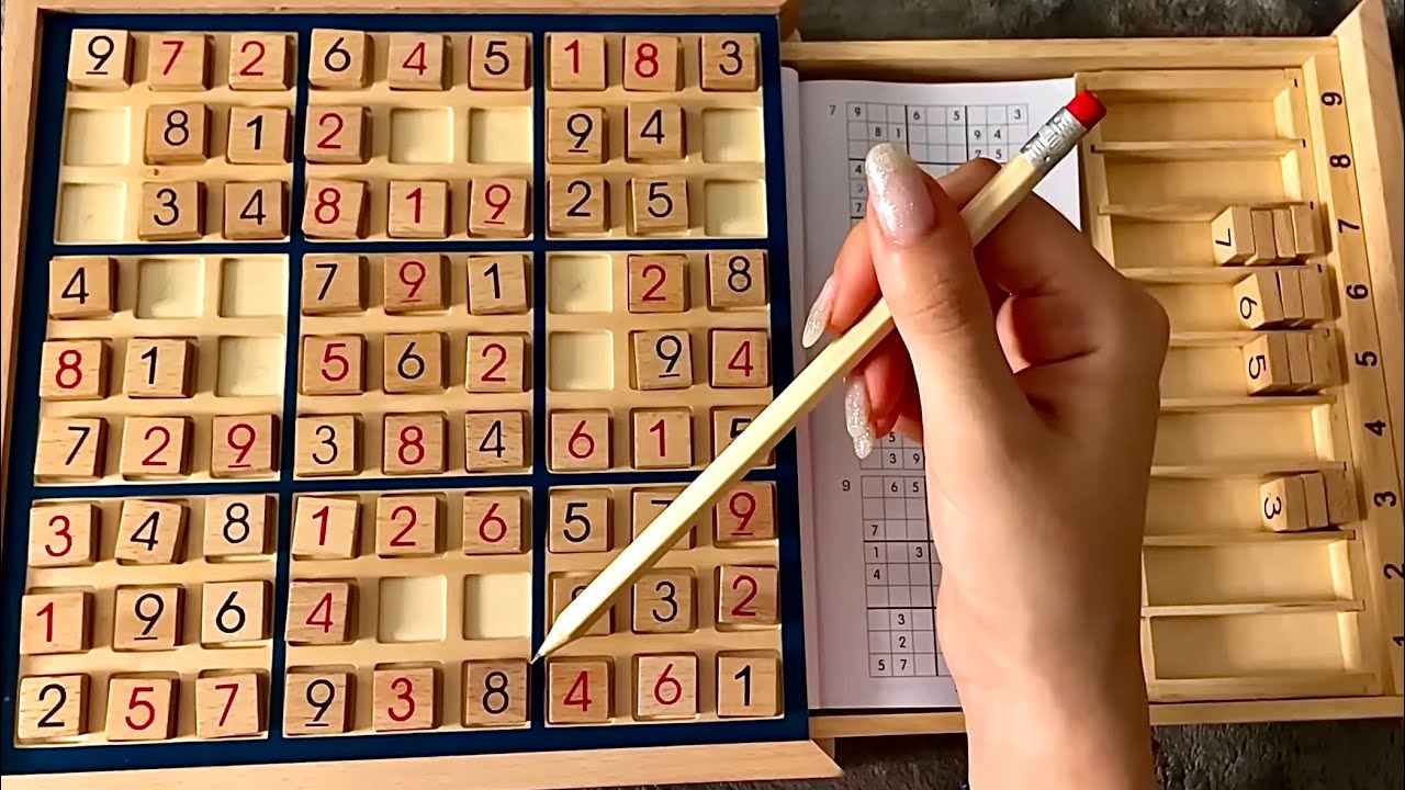 😴 ASMR - (1+ Hour) Wooden puzzle - Sudoku (6)- Clicky Whispers