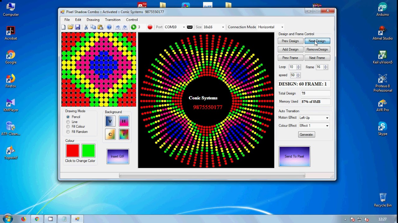 #Atmega328 WS2812b Pixel Gate animation Designing software.