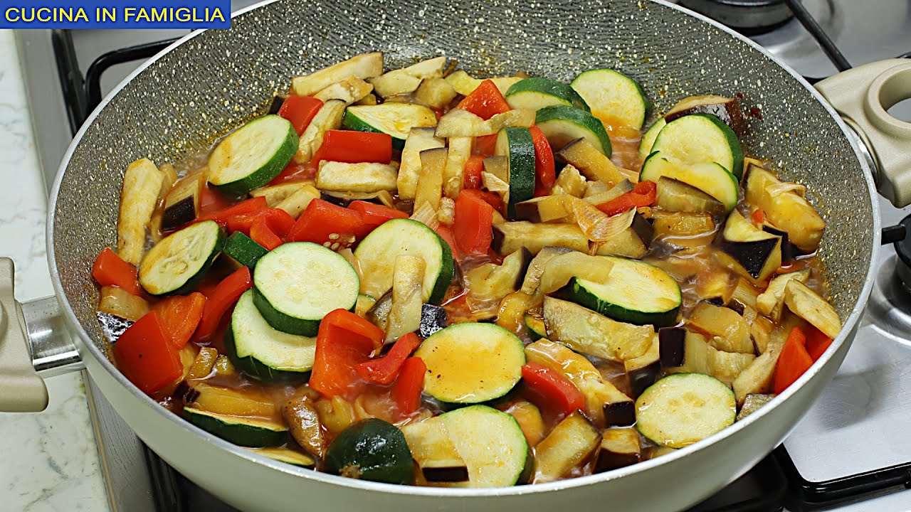 LE VERDURE IN PADELLA ricetta facile e veloce 🍆🥒🧅