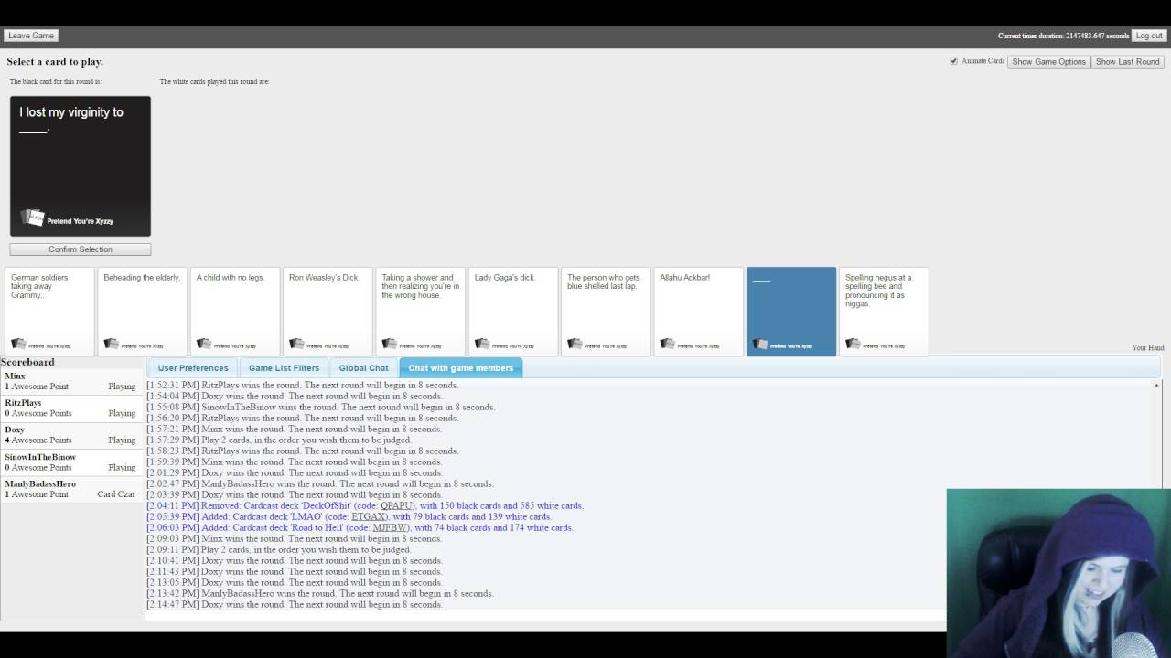 Cards Against Humanity [f Manly, Minx, Ritz, and Sinow] 3/4