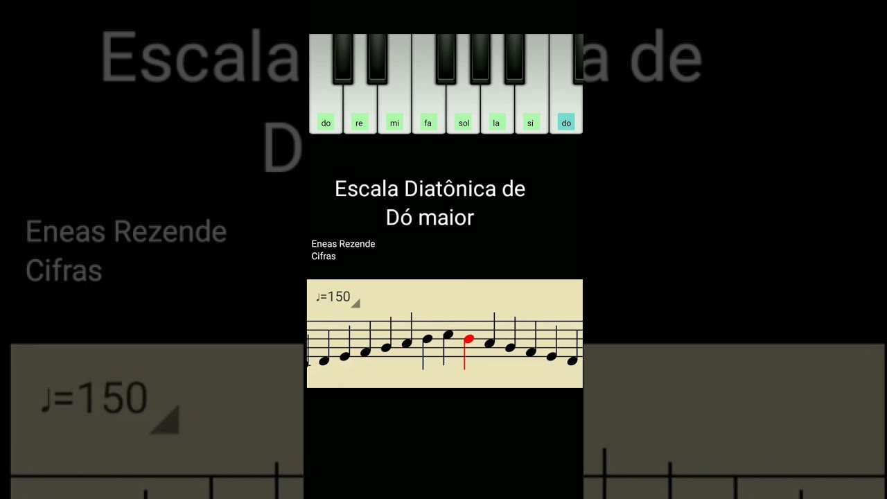 Escala Diat&ocirc;nica de D&oacute; maior na Partitura e no Piano. Pr&aacute;tica Musical e Teoria Musical.