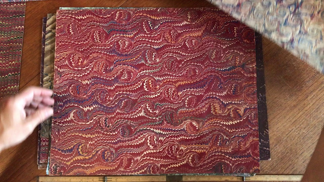 Marbled paper lot 12 folio sheets c.1830-1890's European American large fine