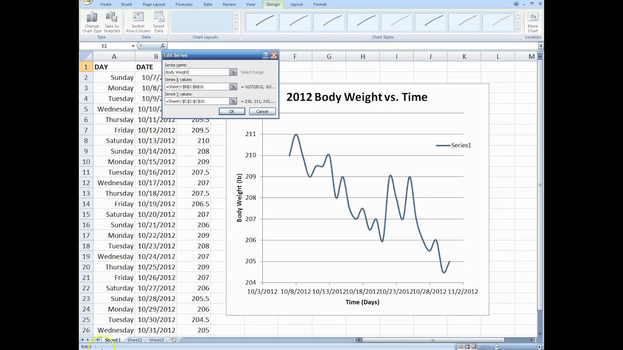 Microsoft Excel: Tracking Your Body Weight (Part 2)