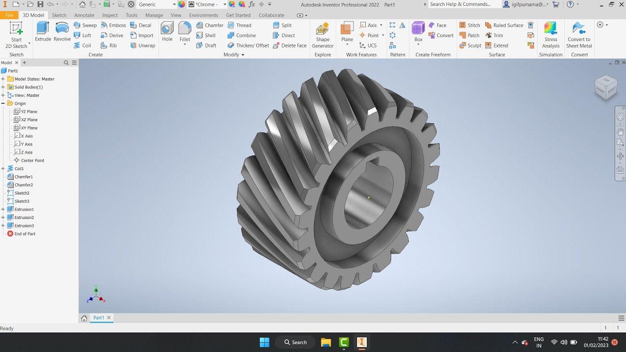 cara membuat roda gigi miring di autodesk inventor