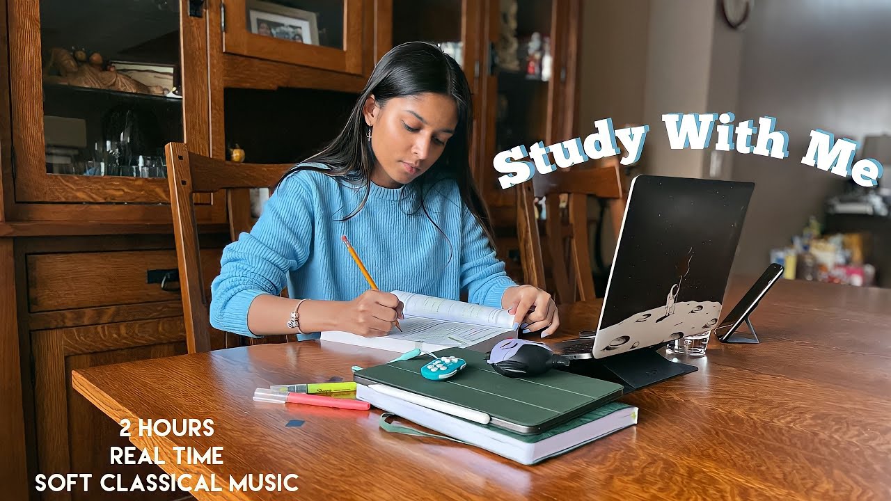 2 HOURS STUDY WITH ME | Real Time | Soft Classical Music
