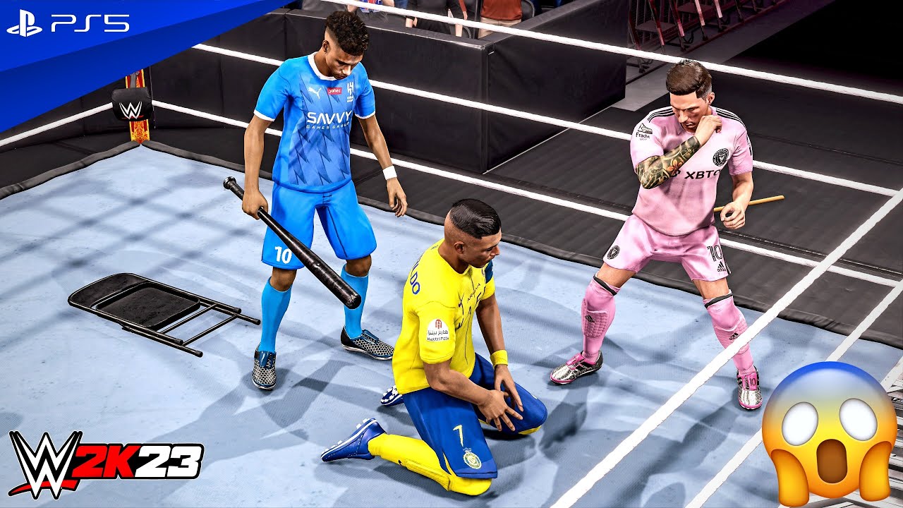 WWE 2K23 — Месси и Неймар против Роналду — матч «Торнадо Гандикап» 2 на 1 | PS5™ [4K60]