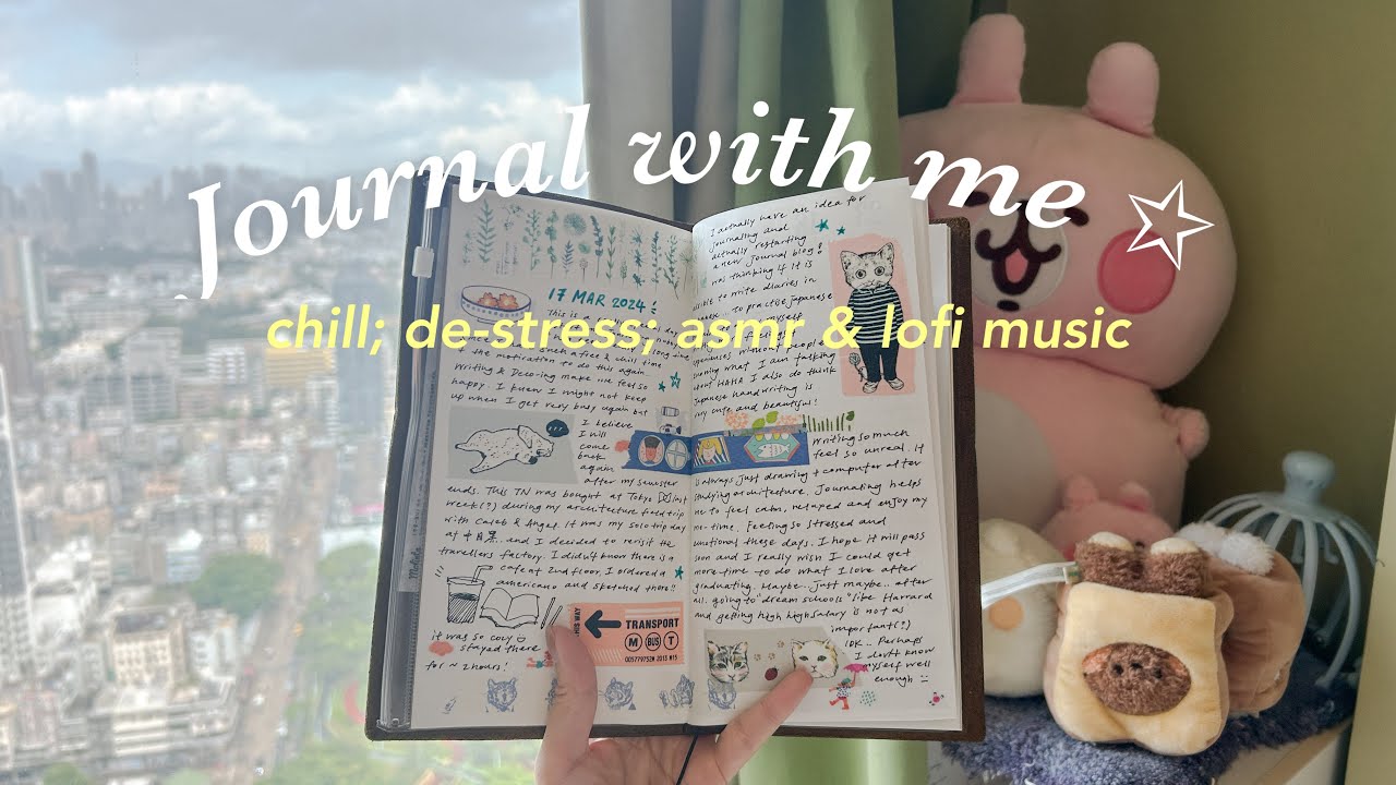 journal with me 📔🌷🎧Real-time, ASMR, chill lofi music (Traveler's Notebook)🌦️