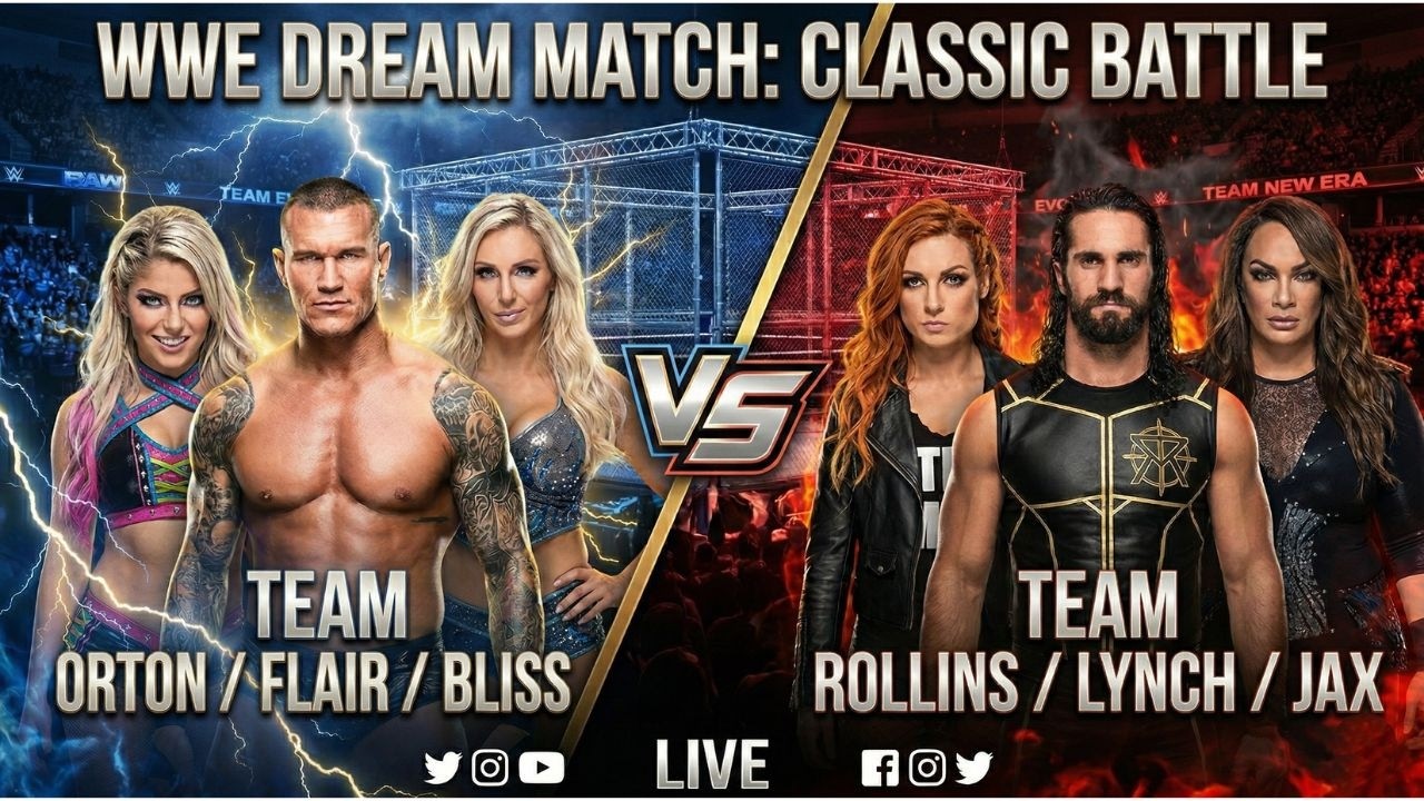 Orton,Charlotte&Bliss vs Rollins&Lynch,Jax🧚‍♀️🦖 |WWE 2K25 #verticallive #wwe2k25 #shorts