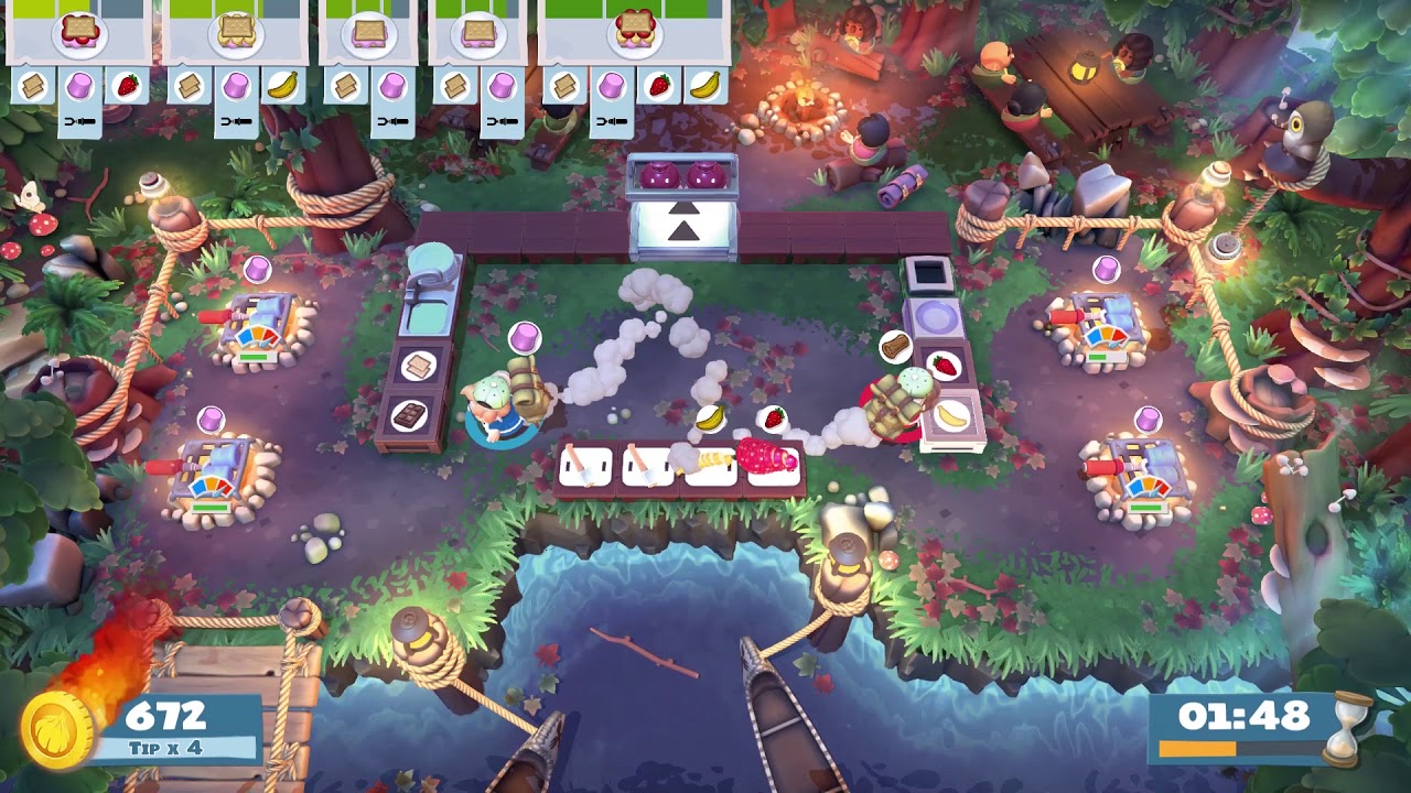 Overcooked 2: Campfire Cook Off, Level 2-3, 2 Players, 4 Stars (1480)