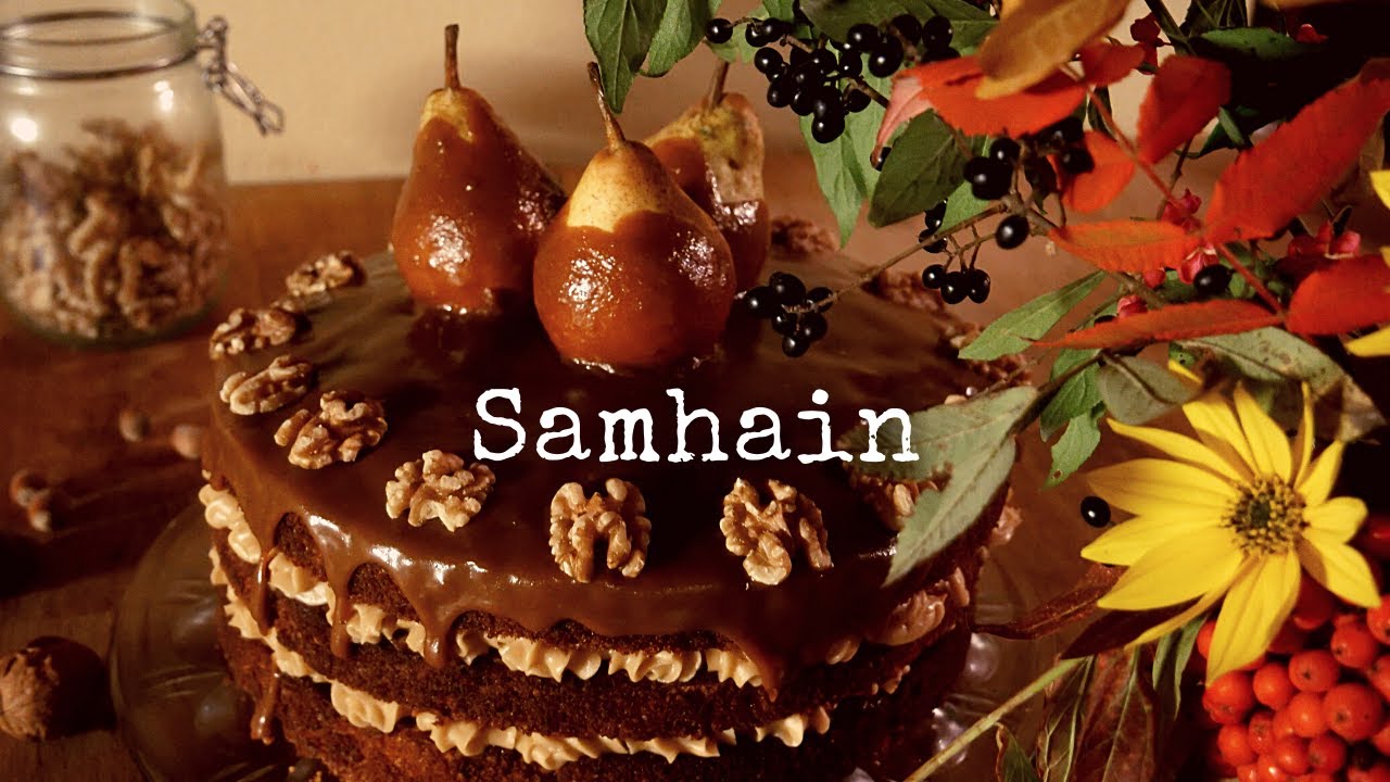 SAMHAIN CAKE recipe | Salted caramel pear & nut cake
