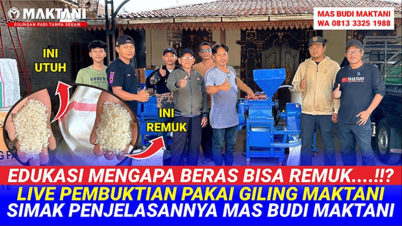 Edukasi Sebab Beras Utuh & Beras Remuk Langsung Pembuktian Giling Padi MAKTANI MT212 Bersama Tamu