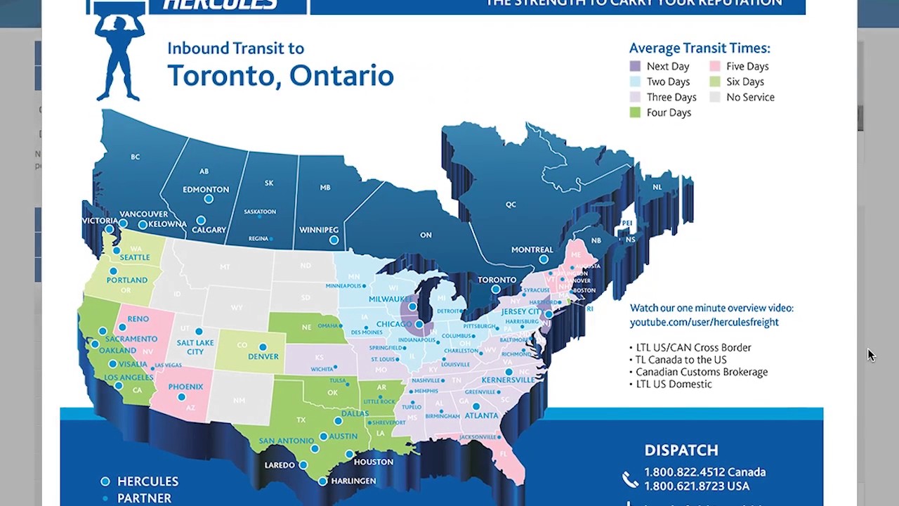Hercules website getting transit times