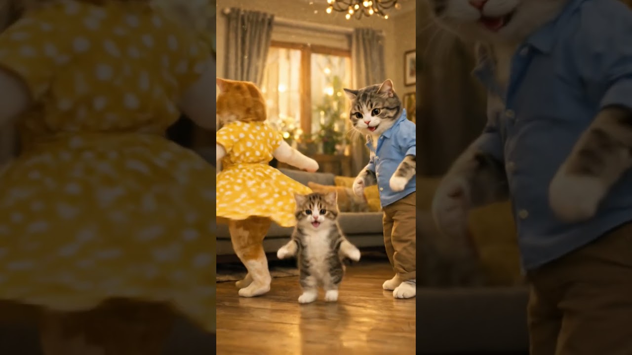 Baby Kitten Dance With Mom & Dad Cats 🐱💃 | Cutest Family Dance Video 😻❤️ 