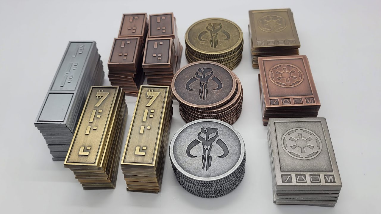 Sabacc Metal Credit Set | 4 player Solid Metal Sabacc Imperial Credit Chit | Star Wars Poker Chips