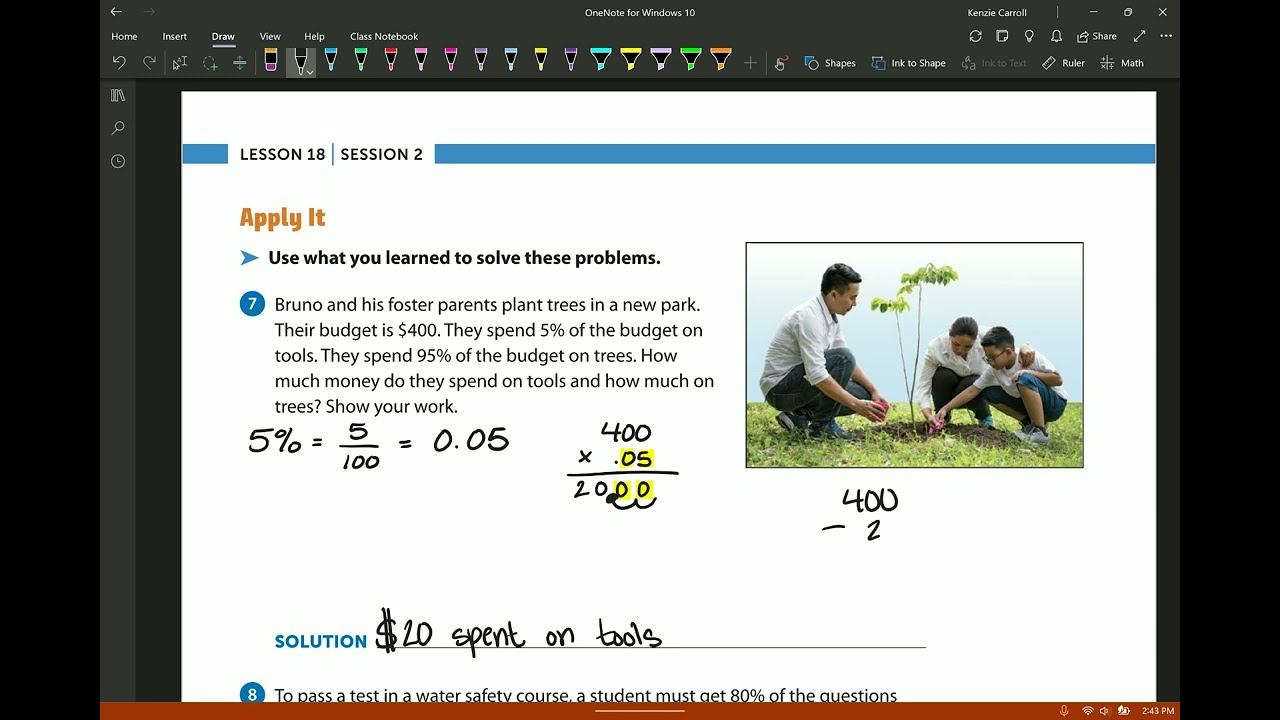 Lesson 18: Session 2 - Develop Finding a Percent of a Quantity