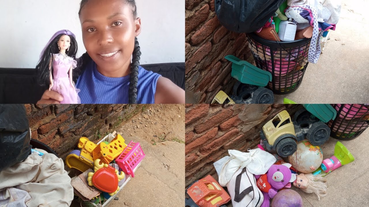 Separando os brinquedos da minha filha para o lixo.