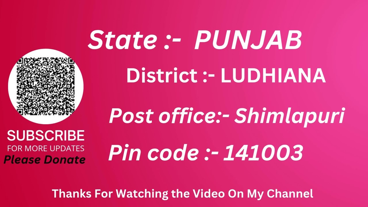 Punjab Ludhiana Shimlapuri Ka pin code 141003 / Ludhiana Shimlapuri ka post office