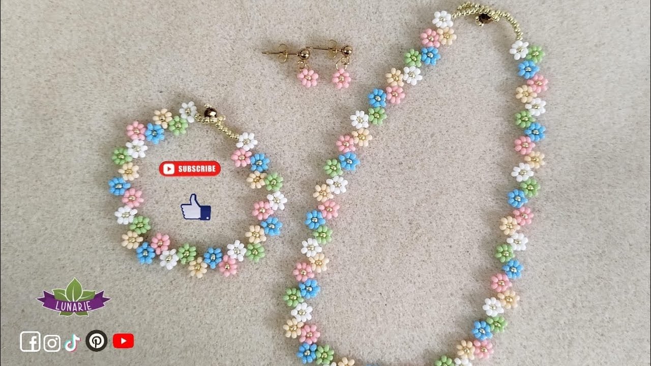Collar choker o gargantilla flores 💐 en mostacilla