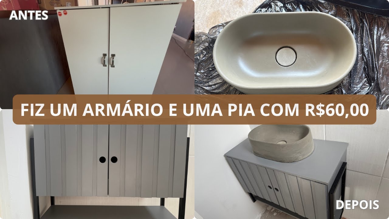 TRANSFORMEI UM ARMÁRIO VELHO, EM UM LINDO GABINETE PARA MEU NOVO BANHEIRO😍😍😍😍