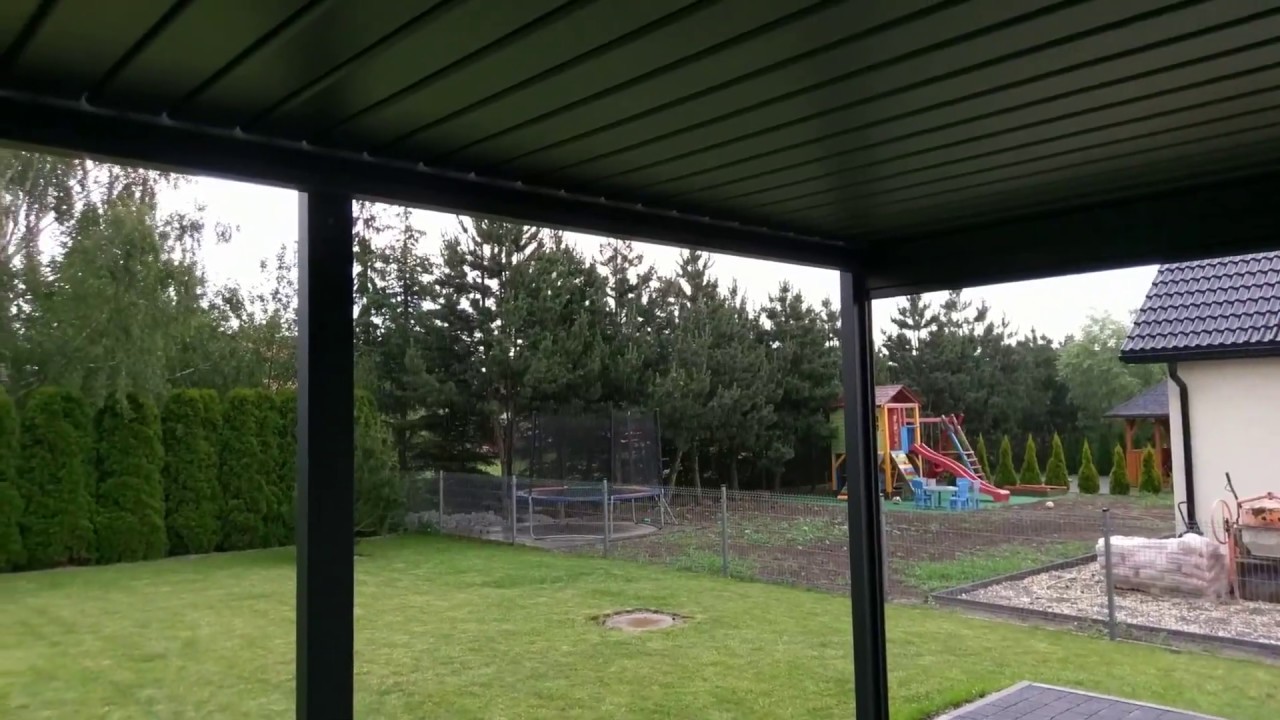 Pergola tarasowa podczas deszczu - pełna ochrona przeciwdeszczowa na tarasie