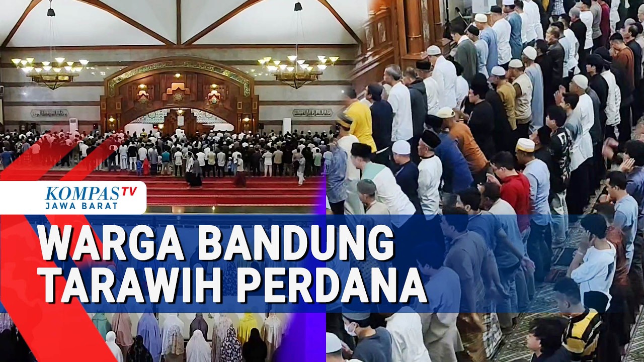 Suasana Tarawih Perdana, Warga Bandung Padati Masjid Pusdai