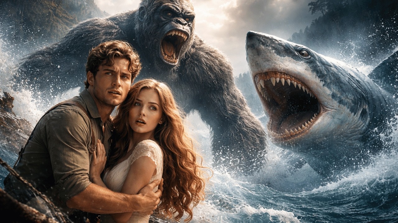 The Great Monster Battle Under the Sea: Kong Protects Caba & Susa | Megalodon Swarm (4K)