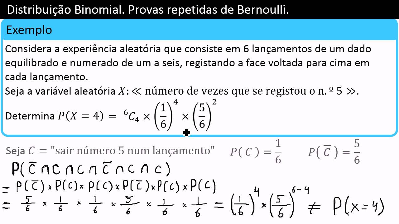 Distribuição Binomial - Provas repetidas de Bernoulli.