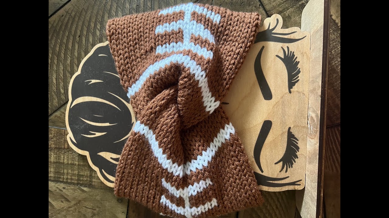 Knit a Football design into an Ear Warmer Messy Bun Addi 46 /Sentro 48 Knitting Machine Step-by-Step