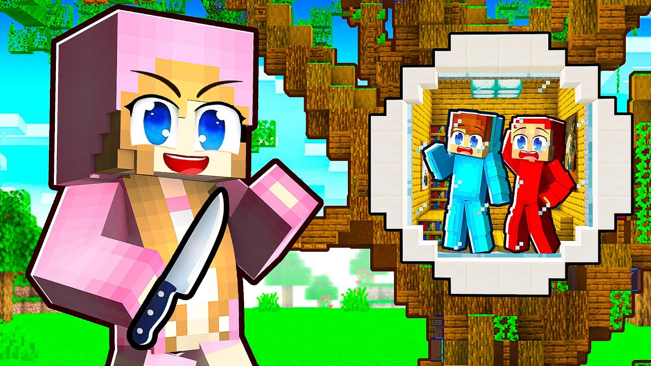 Jag Byggde HEMLIG TRÄDKOJA För Att Gömma Mig Från GALEN FANGIRL i Minecraft!