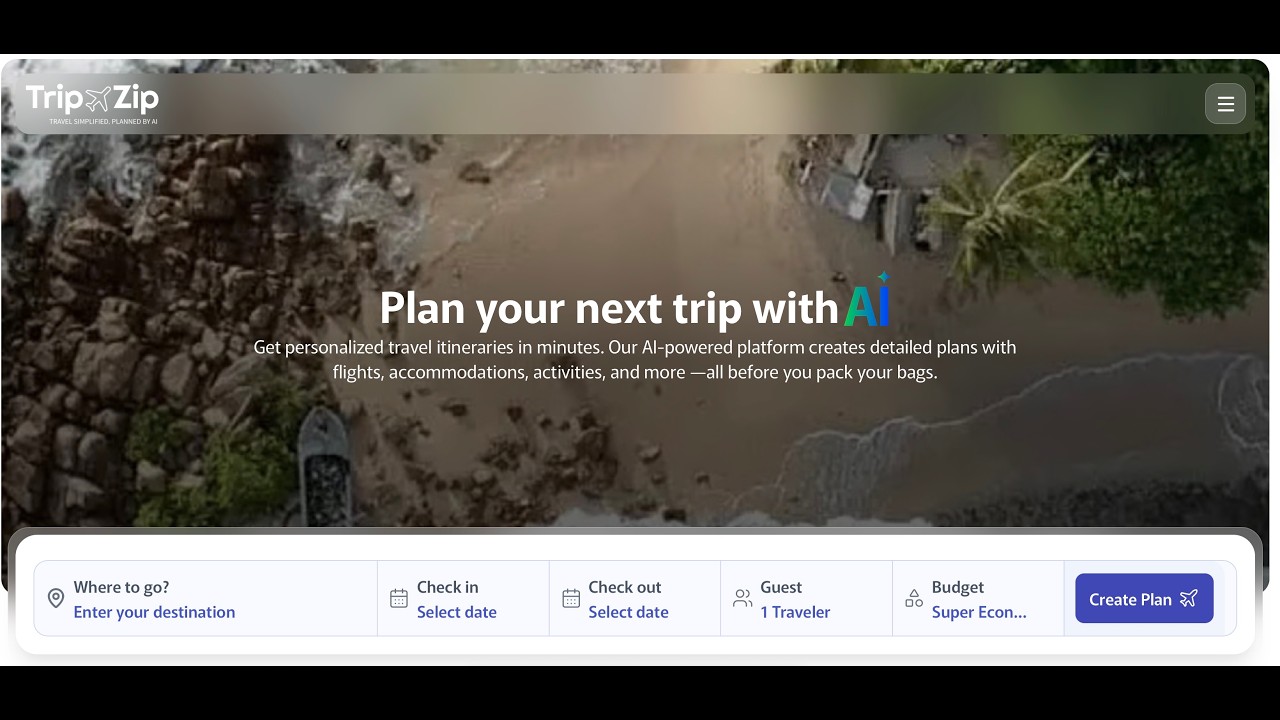TripZip Product Demo | AI-Powered Travel Itinerary in Minutes