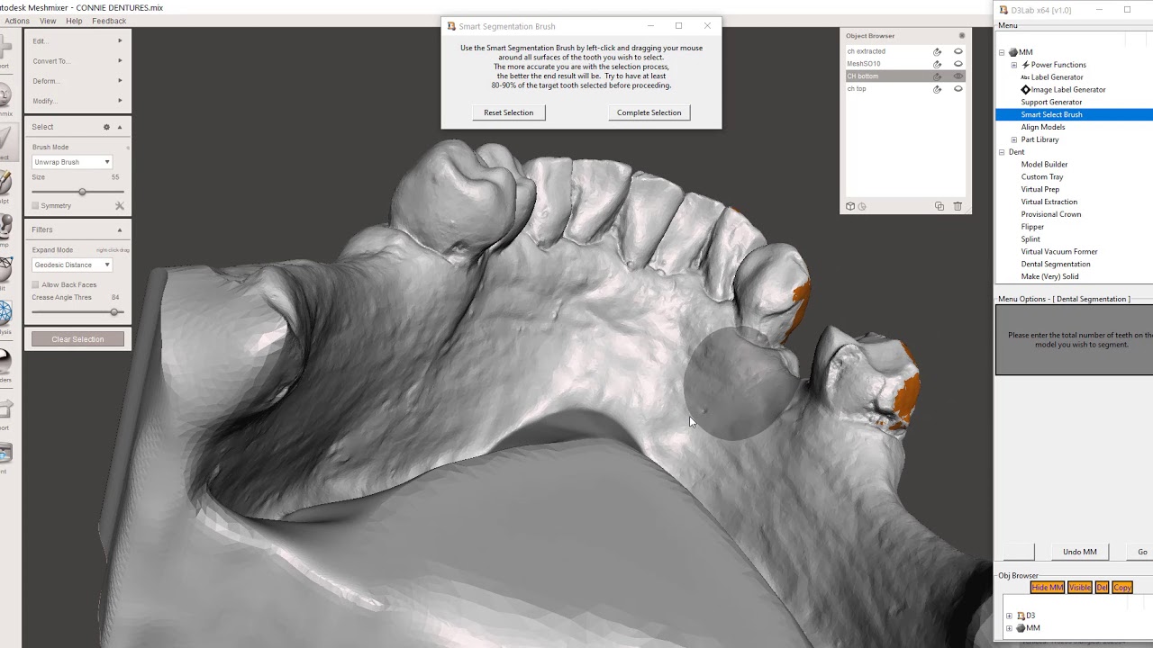 D3Lab Add on for MeshMixer: using the smart select brush