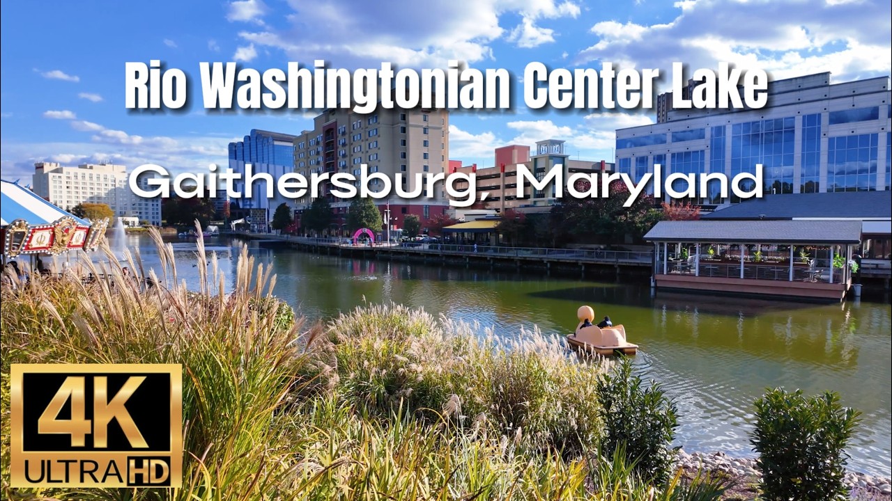 Gaithersburg MD: Rio Washingtonian Center Lake Boardwalk Walking Tour [4K]