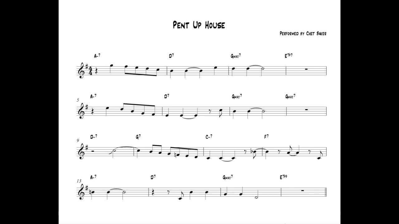 Pent Up House - Chet Baker ( Transcription ) in C