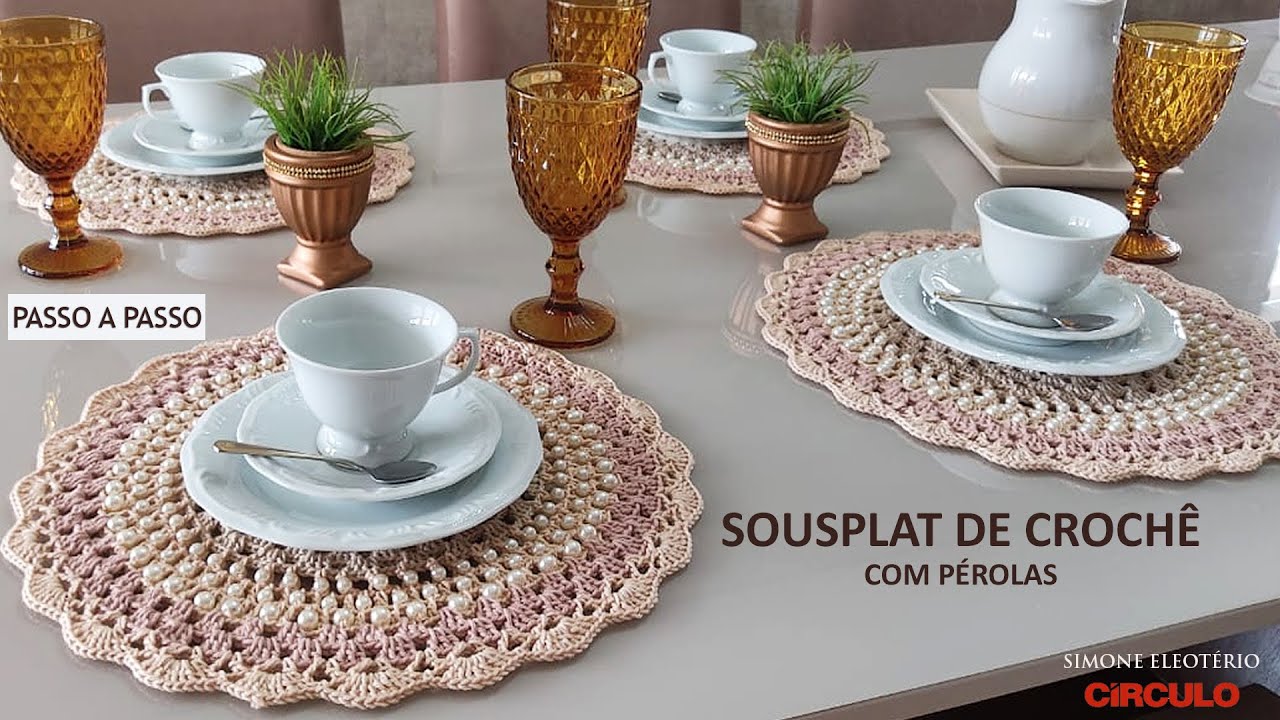 SOUSPLAT EM CROCHÊ  fácil PASSO A PASSO com pérolas