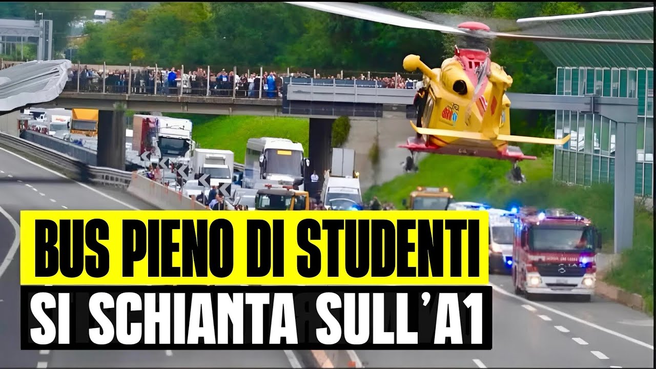 ULTIM'ORA DRAMMA SULL'A1: BUS PIENO DI STUDENTI SI SCHIANTA. CI SONO DIVERSI FERITI