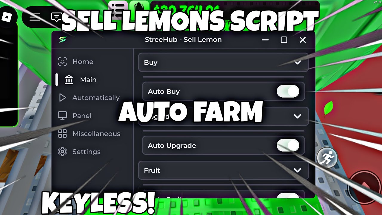 Sell Lemons 🍋 Script For Mobile And Pc | AutoFarm | Keyless
