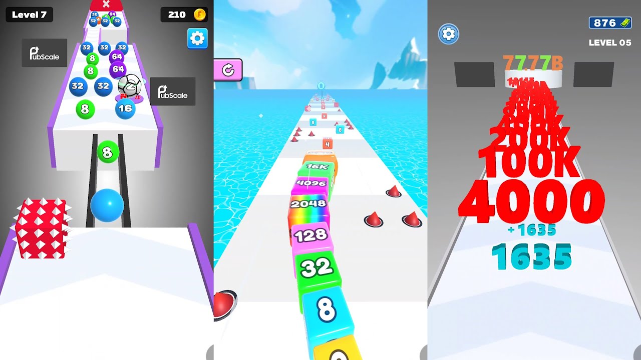 Number Ball vs Jelly Tube Run vs Number Dash 3 in one Gameplay Run & Merge
