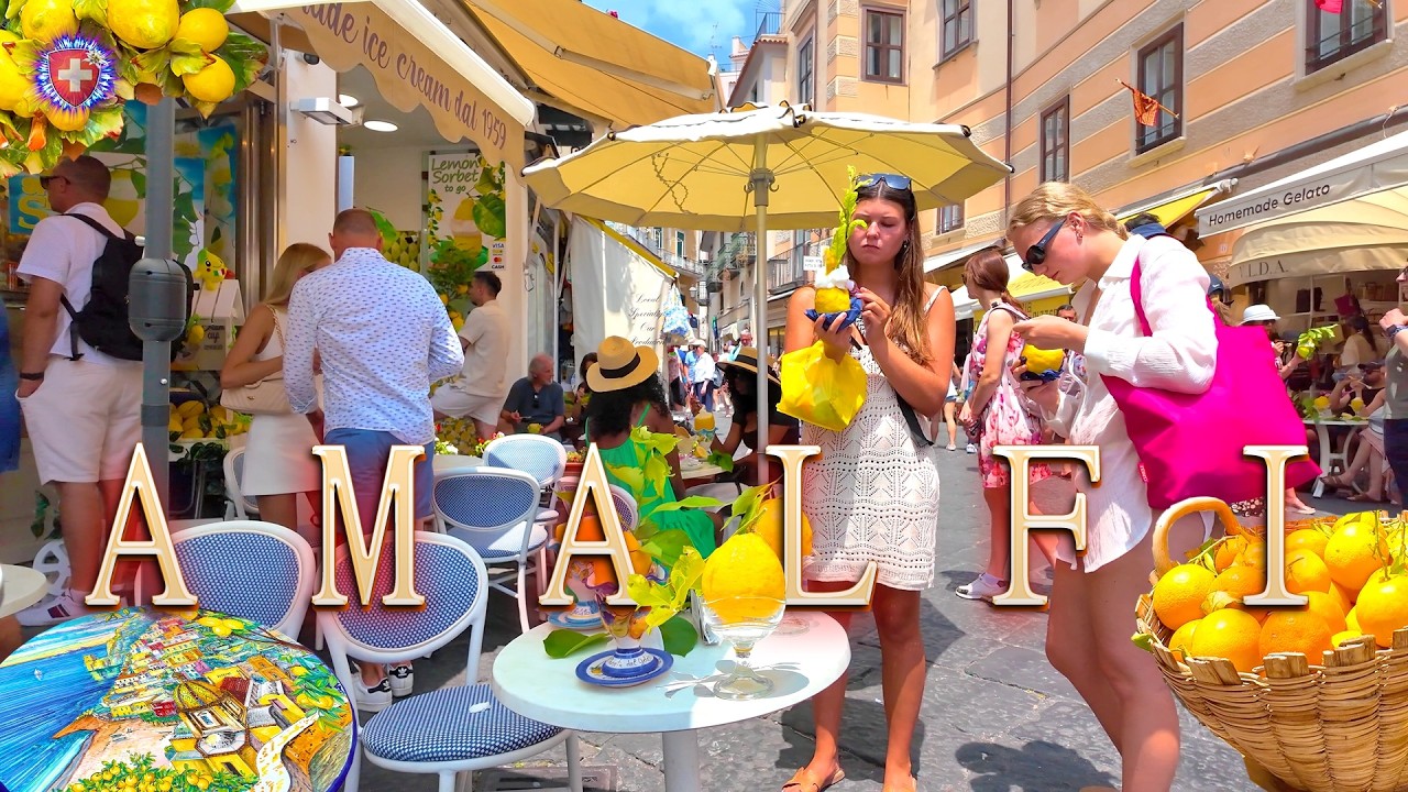 AMALFI  ITALY ✨ Hot and crowded with tourists ! Town with unique identity / Walking Tour 4K