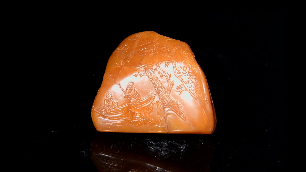 早期 田黃(薄意) 遊赤壁 款不識 重約169.2g